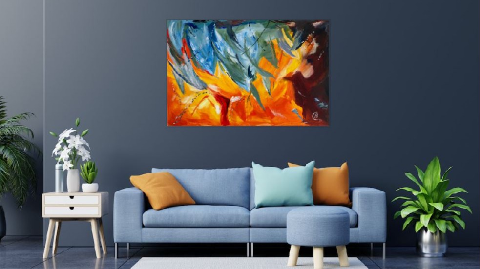 Acryl Bild blau farbig