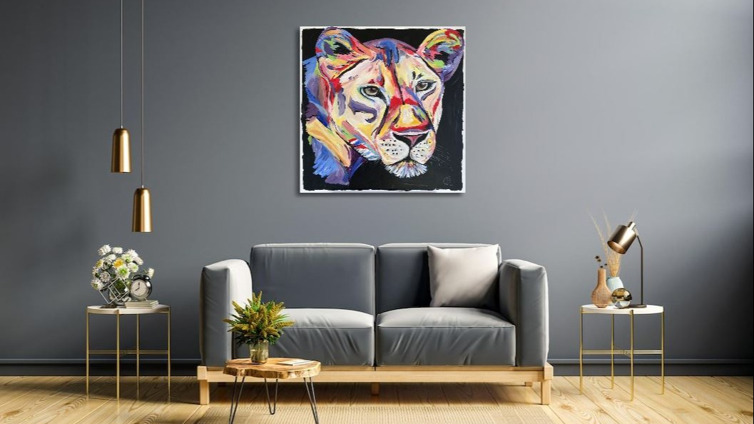 Gemälde Löwe Acryl Wandbild